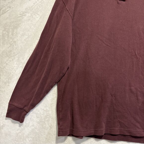 Abercrombie & Fitch Ribbed Soft AF Relaxed Henley Shirt Men's Large Maroon - Picture 3 of 14